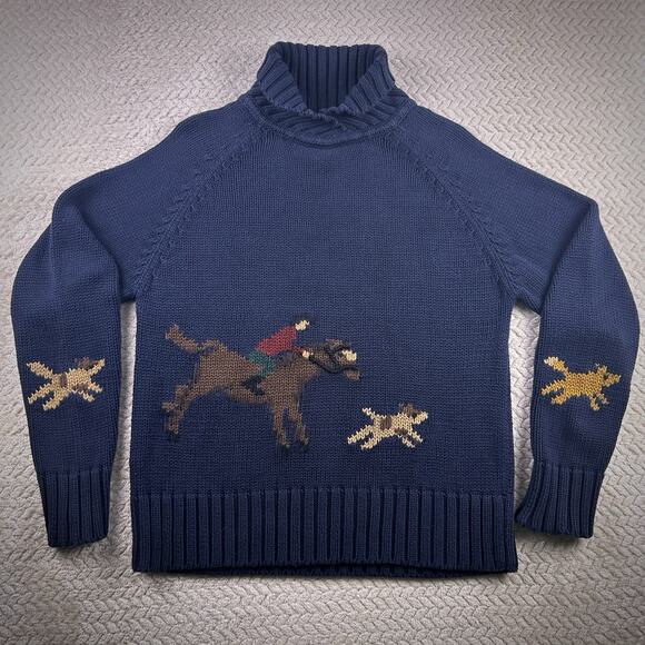 Pendleton Fox Hunt Chunky Collar Sweater Women’s Dogs Intarsia XL - Picture 2 of 16